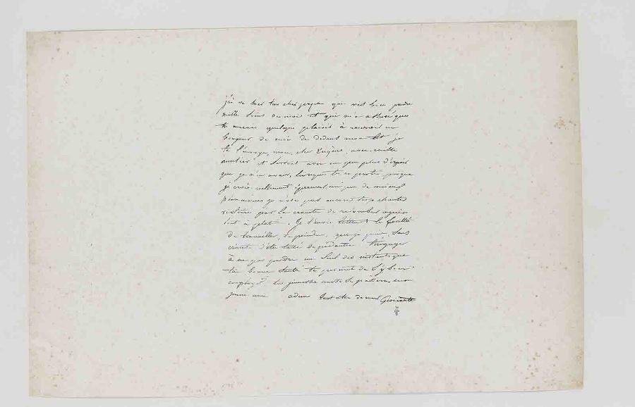 Fac-simile d'une lettre de Géricault à Eugène Isabey, 4 octobre 1823, conservée à la Bibliothèque Historique de la Ville de Paris
