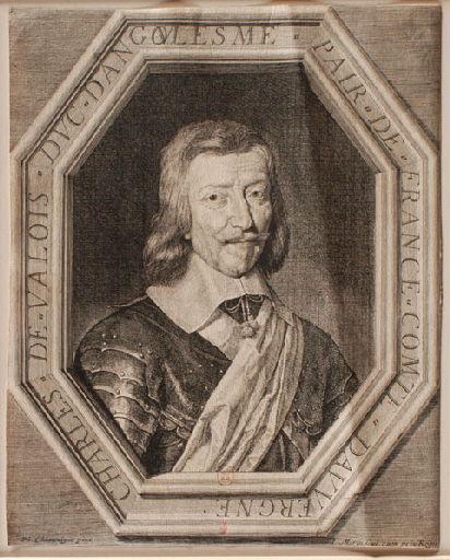 CHARLES. DE. VALOIS. DUC. D'ANGOVLESME (O dans le V) PAIR. DE. FRANCE. COMTE. DAVVERGNE.