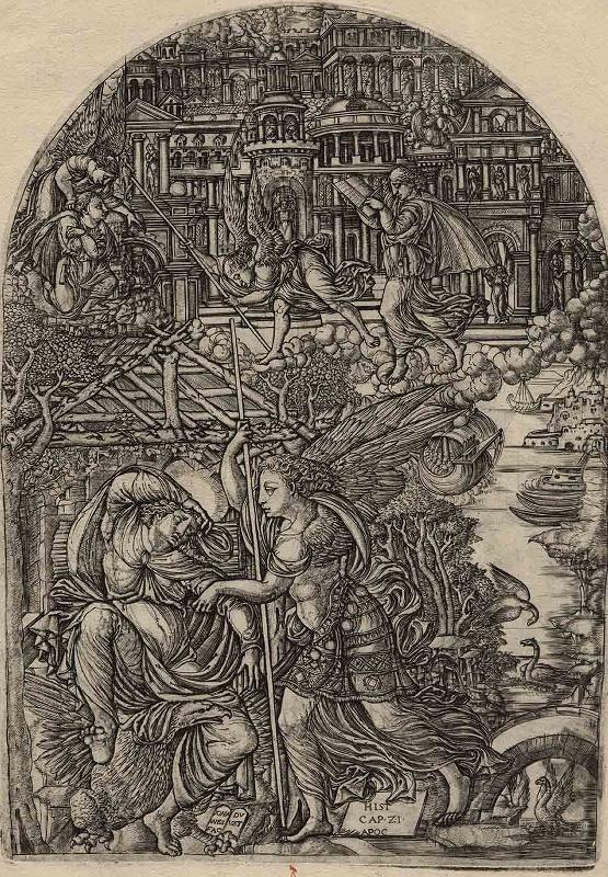L'Apocalypse figurée (22) : L'Ange éveille saint Jean pour lui montrer la nouvelle Jérusalem