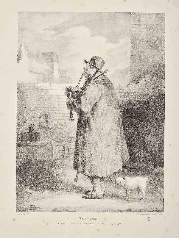 Suite anglaise (12 lithographies) : Various Subjects drawn from Life and on Stone : THE PIPER