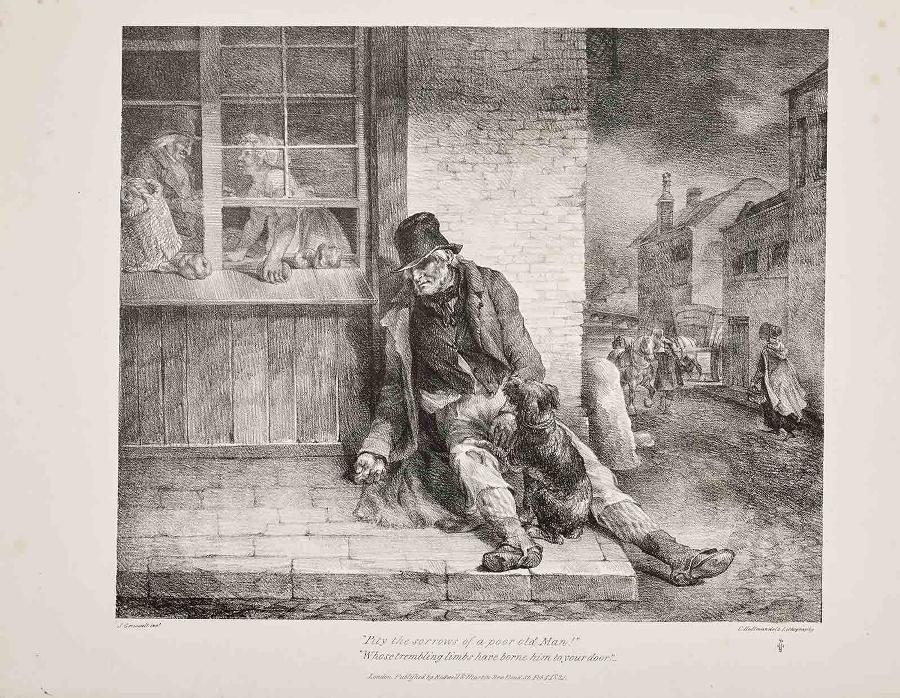 Suite anglaise (12 lithographies) : Various Subjects drawn from Life and on Stone : Pity the sorrows of a poor old Man !