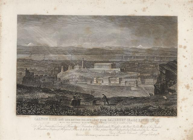 A SOUVENIR OF THE ABBEY AND PALACE OF HOLYROOD : Calton Hill and surrounding from Salisbury crags Edinburg