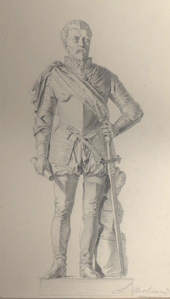 Portraits au crayon d'après les tableaux du musée de Versailles ; Louis de Bourbon Ier du nom, prince de Condé d'après une statue de Dumont