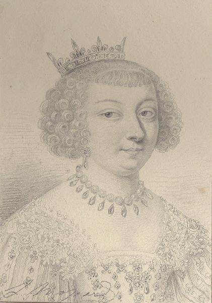Portraits au crayon d'après les tableaux du musée de Versailles ; Charlotte Marguerite de Montmorency princesse de Condé