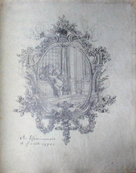 Lettres portugaises (Dessin au crayon relié dans l'ouvrage), Nouvelle édition, avec les imitations en vers par Dorat, Paris, 1806