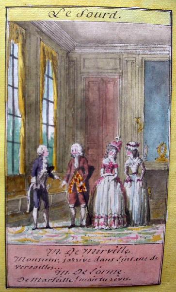 Almanach de 1758 ; Proverbes dramatiques Recueil factice de 103 dessins illustrant le premier tome des Proverbes dramatiques : Le sourd
