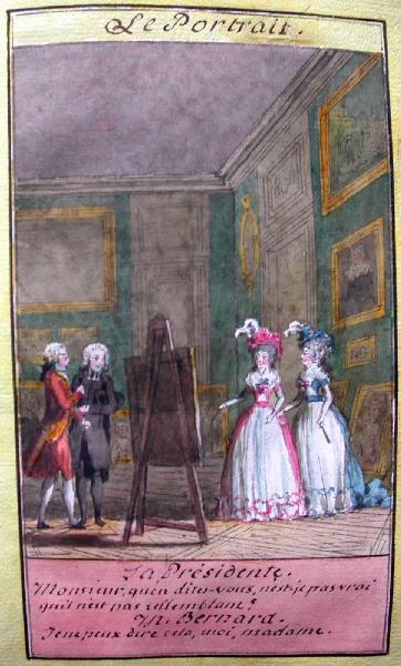 Almanach de 1758 ; Proverbes dramatiques Recueil factice de 103 dessins illustrant le premier tome des Proverbes dramatiques : Le portrait