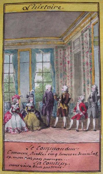 Almanach de 1758 ; Proverbes dramatiques Recueil factice de 103 dessins illustrant le premier tome des Proverbes dramatiques : L'histoire
