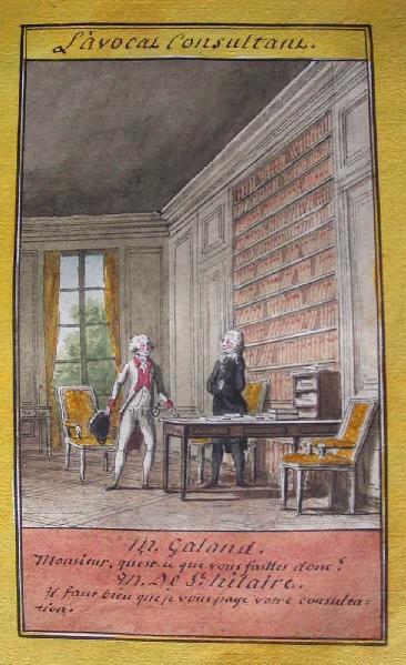 Almanach de 1758 ; Proverbes dramatiques Recueil factice de 103 dessins illustrant le premier tome des Proverbes dramatiques : L'avocat consultant