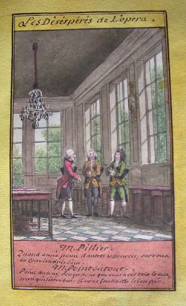 Almanach de 1758 ; Proverbes dramatiques Recueil factice de 103 dessins illustrant le premier tome des Proverbes dramatiques : Les désespérés de l'opéra