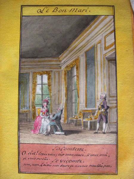Almanach de 1758 ; Proverbes dramatiques Recueil factice de 103 dessins illustrant le premier tome des Proverbes dramatiques : Le bon mari