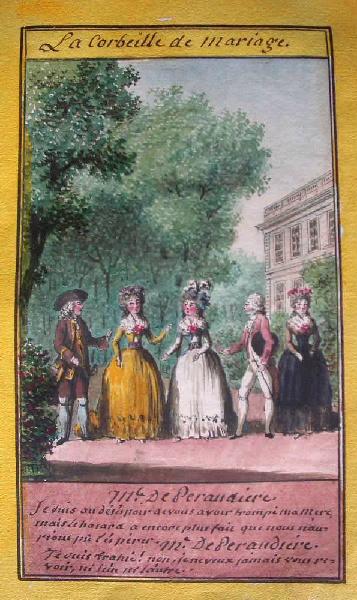 Almanach de 1758 ; Proverbes dramatiques Recueil factice de 103 dessins illustrant le premier tome des Proverbes dramatiques : La corbeille de mariage