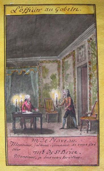 Almanach de 1758 ; Proverbes dramatiques Recueil factice de 103 dessins illustrant le premier tome des Proverbes dramatiques : L'officier au gobelet