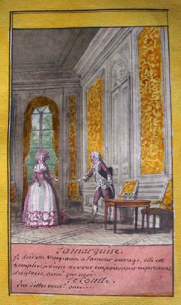 Almanach de 1758 ; Proverbes dramatiques Recueil factice de 103 dessins illustrant le premier tome des Proverbes dramatiques : Le faux empoisonnement