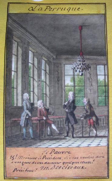 Almanach de 1758 ; Proverbes dramatiques Recueil factice de 103 dessins illustrant le premier tome des Proverbes dramatiques : La perruque