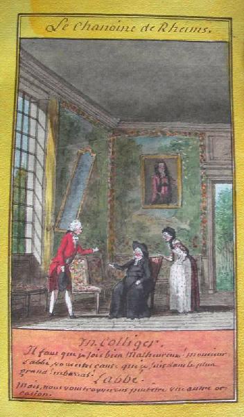 Almanach de 1758 ; Proverbes dramatiques Recueil factice de 103 dessins illustrant le premier tome des Proverbes dramatiques : Le chanoine de Rheims