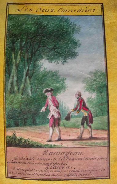 Almanach de 1758 ; Proverbes dramatiques Recueil factice de 103 dessins illustrant le premier tome des Proverbes dramatiques : Les deux comédiens