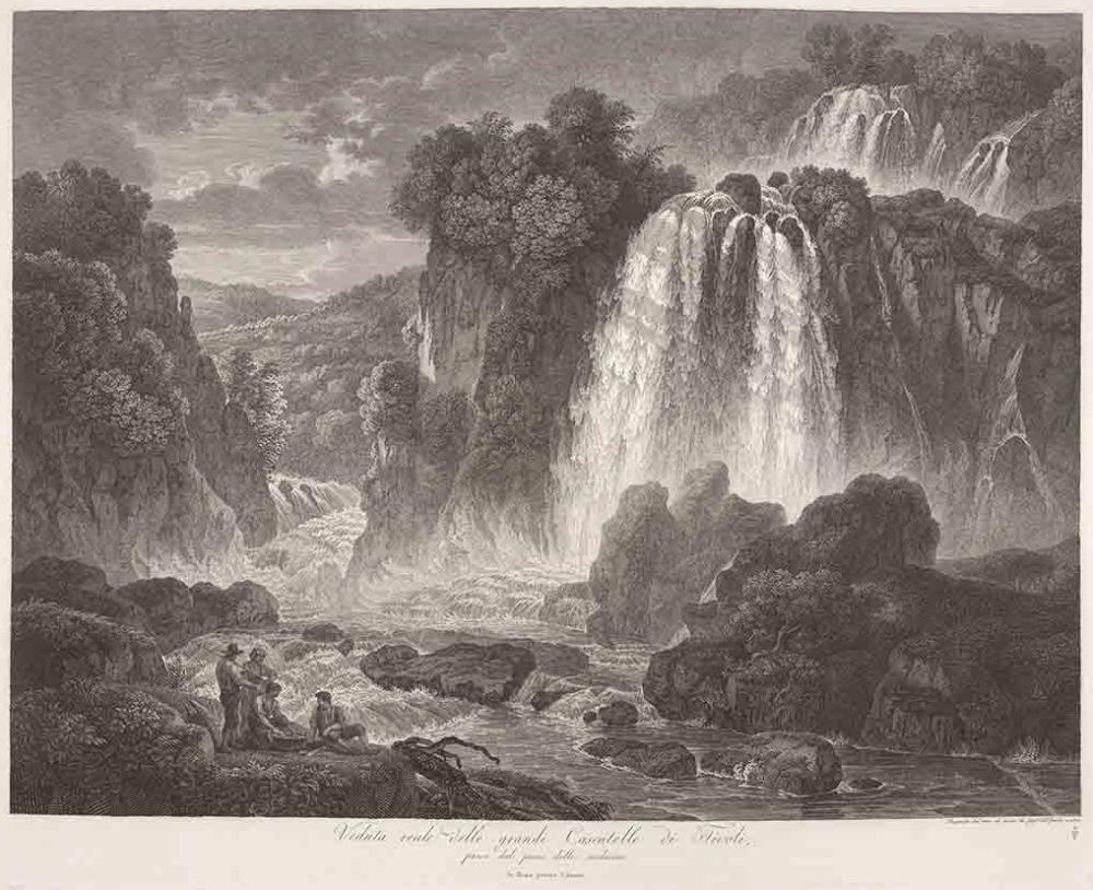 Veduta reale delle grandi Cascatelle di Tivoli, / presa dal piano delle medesime.