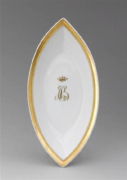 Ravier au chiffre de Bourbon-Condé, blanc et or