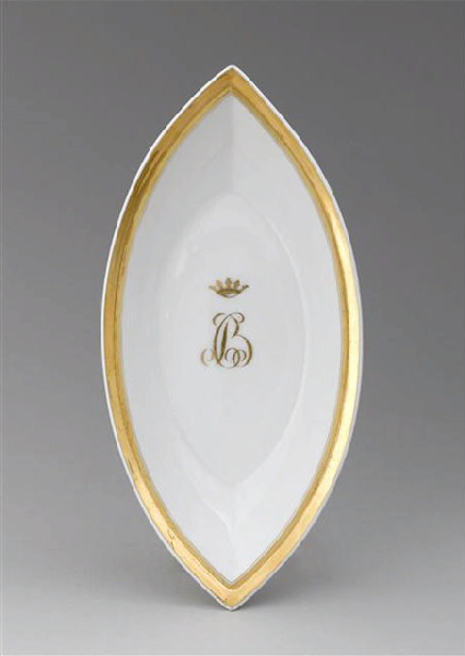 Ravier au chiffre de Bourbon-Condé, blanc et or