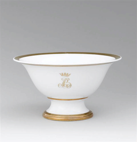 Compotier au chiffre de Bourbon-Condé, blanc et or