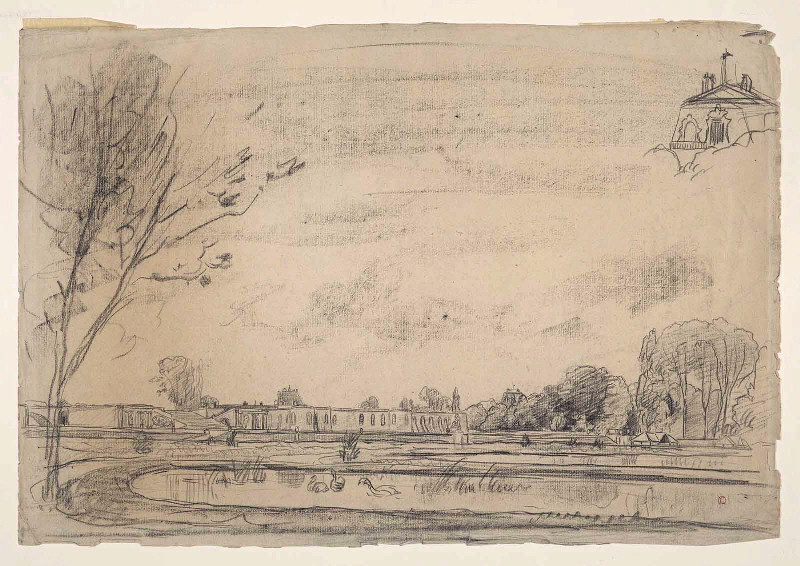 Vue du château de Chantilly depuis les parterres