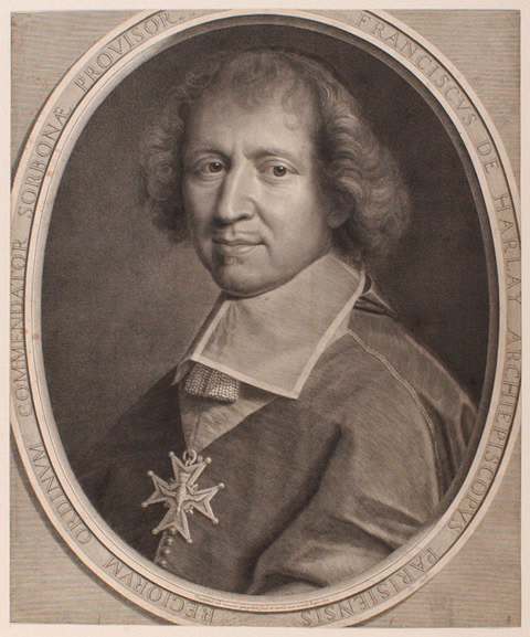 Harlay de Champvallon (François de) archevêque de Paris (Paris, 1625 ; Charenton-le-Pont, 1695) en ovale tronqué, décoré de la croix de Saint-Esprit