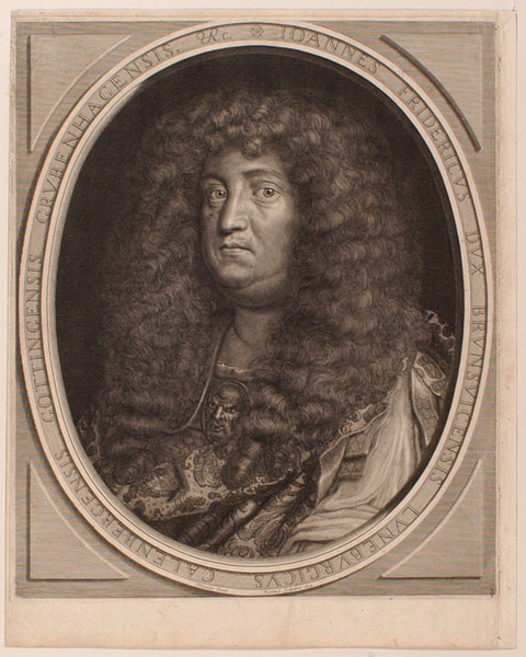 Jean Frédéric, duc de Brunswick-Lunebourg (Herzberg am Harz, 1625 ; Augsbourg, 1679) prince de Calenberg dans un ovale, coiffé d'une perruque à la Louis XIV