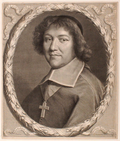 Le Tellier Charles Maurice, archevêque-duc de Reims (Turin, 1642 ; Reims, 1710) dans un ovale en feuilles de laurier avec banderoles haut et bas