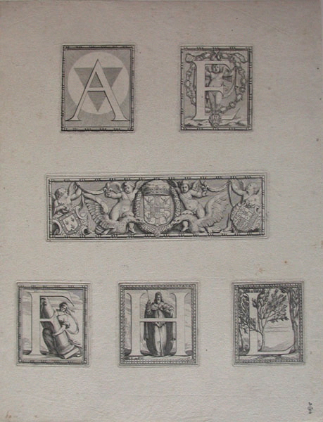 L'écusson de Mantoue, la lettre A la lettre E la lettre F la lettre H la lettre L