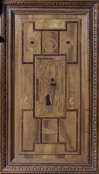 Saint Thadée, panneau de marqueterie provenant de la chapelle d'Ecouen