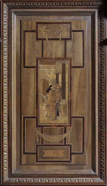 Saint Mathieu, panneau de marqueterie provenant de la chapelle d'Ecouen