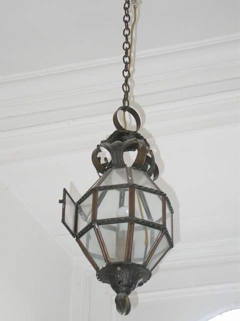 Lanterne octogonale en cuivre et verre