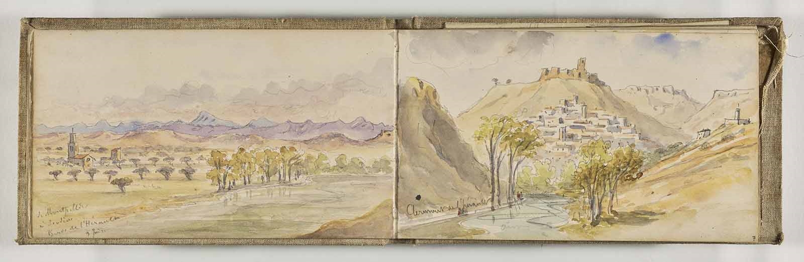 Vue de Clermont de l’Hérault ; Carnet d’Inspection générale en 1879 / avec le duc d’Aumale / 16e -17e -18e Corps / Cévennes - Pyrénées Or.tles - Auvergne