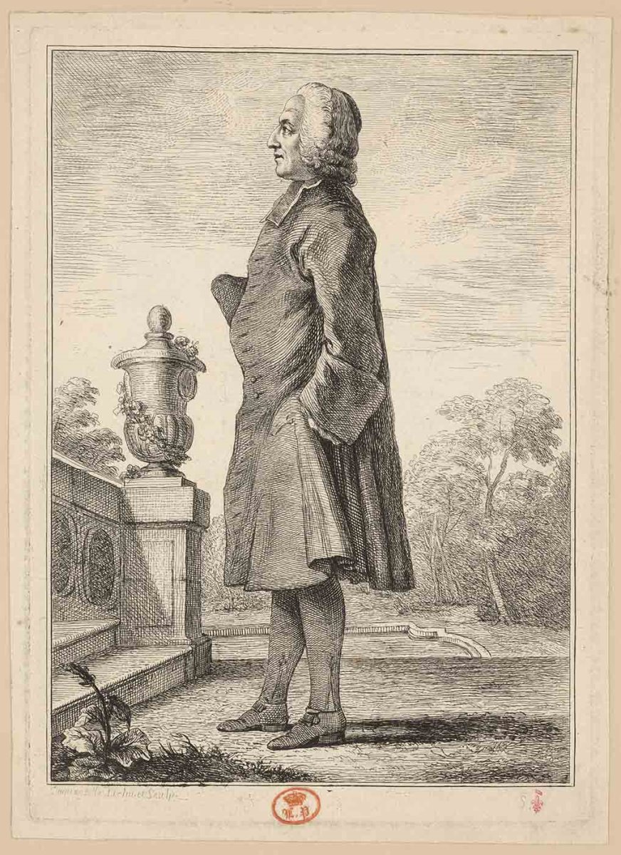 [abbé Allaire] ; Recueil de 27 gravures par ou d’après CARMONTELLE en taille-douce rassemblées dans un portefeuille en maroquin rouge estampée à chaud et à froid d’un décor de roulettes, aux armes des Orléans ; étiquette collée au contre-plat supérieur : Ex-libris A. Bérard n° 276.