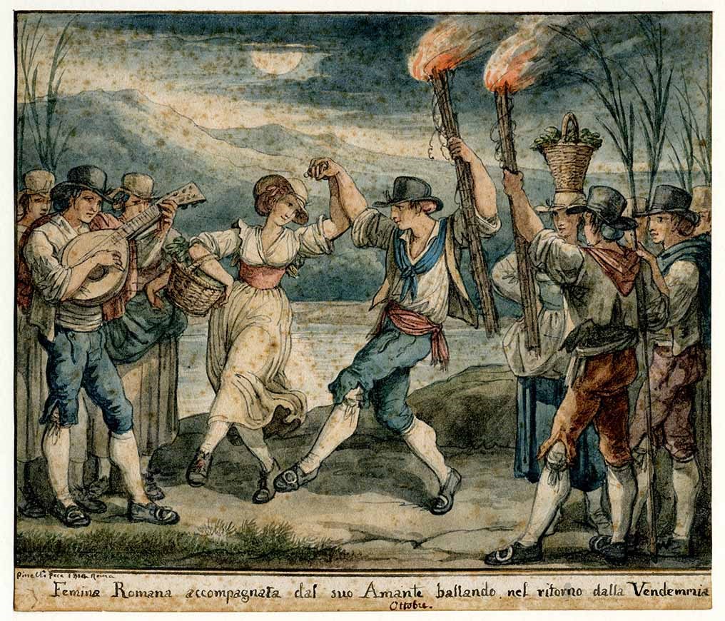 Amants dansant pour célébrer les vendanges d’antan  ; Ritorno dalla Vendemmia