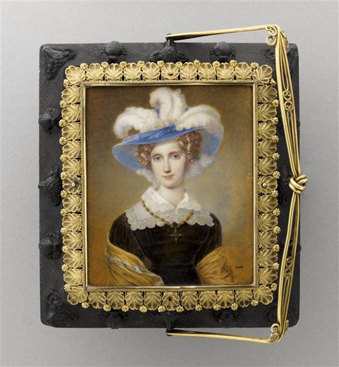 Presse-papier avec une grande miniature représentant la princesse de Salerne