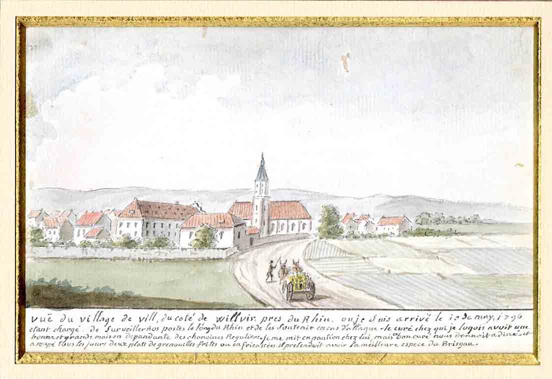 Souvenir d'un officier de l'armée de Condé : Vue du village de Vill, près du Rhin, où l’auteur était chargé de surveiller les postes le long du Rhin
