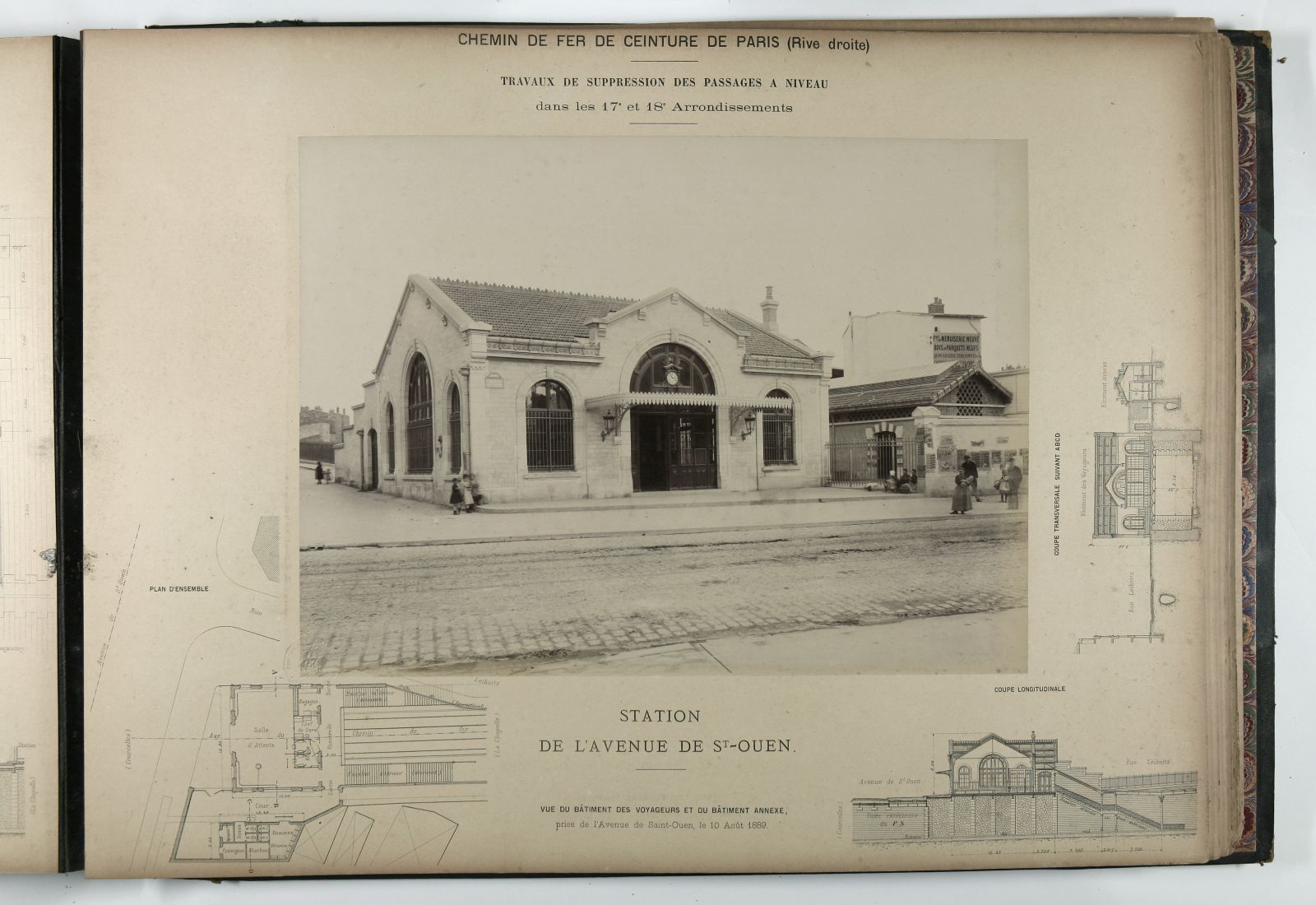 Syndicat du chemin de fer de ceinture de Paris. Suppression des passages à niveau dans le 17ème et 18ème arrondissement. Station de l'Avenue de St-Ouen
