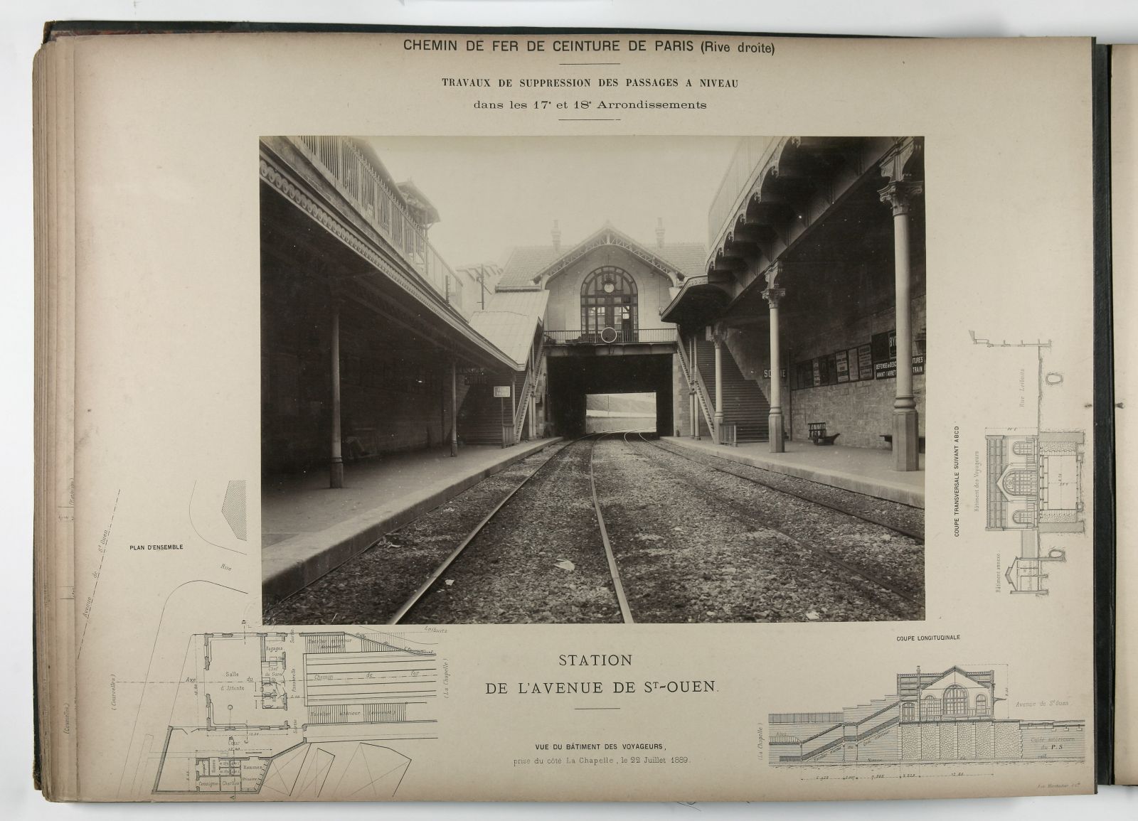 Syndicat du chemin de fer de ceinture de Paris. Suppression des passages à niveau dans le 17ème et 18ème arrondissement. Station de l'Avenue de St-Ouen