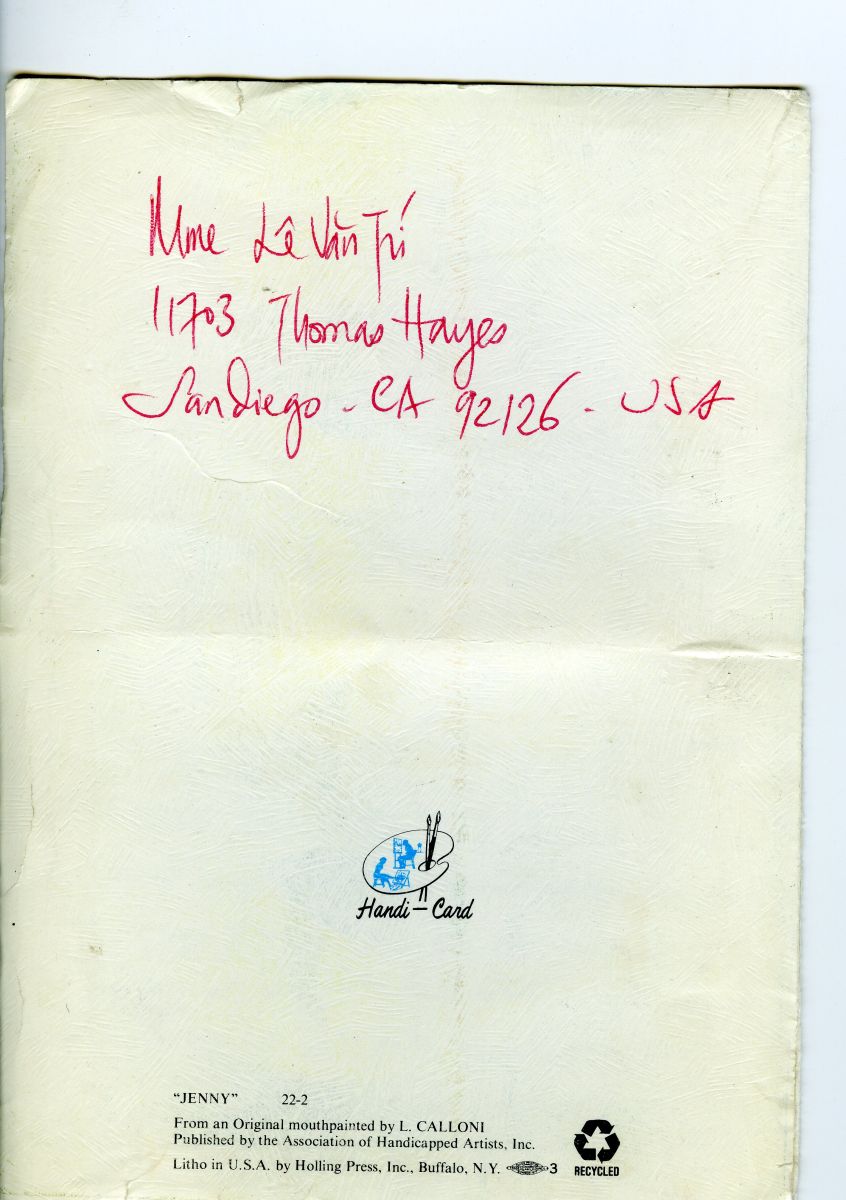 Carte postale adressée à Tran Dung-Nghi