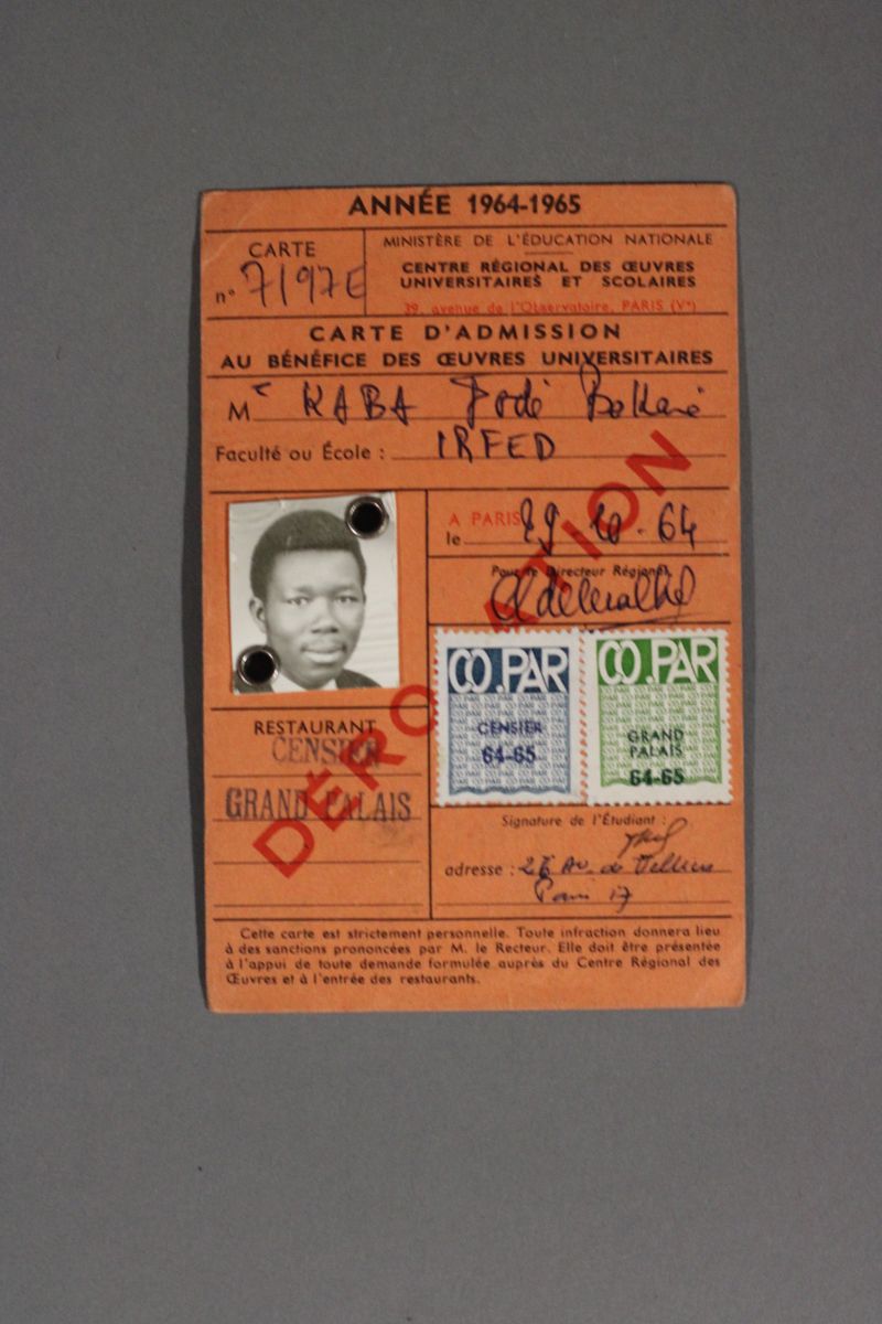 Carte d'admission au CROUS de Fodé Kaba