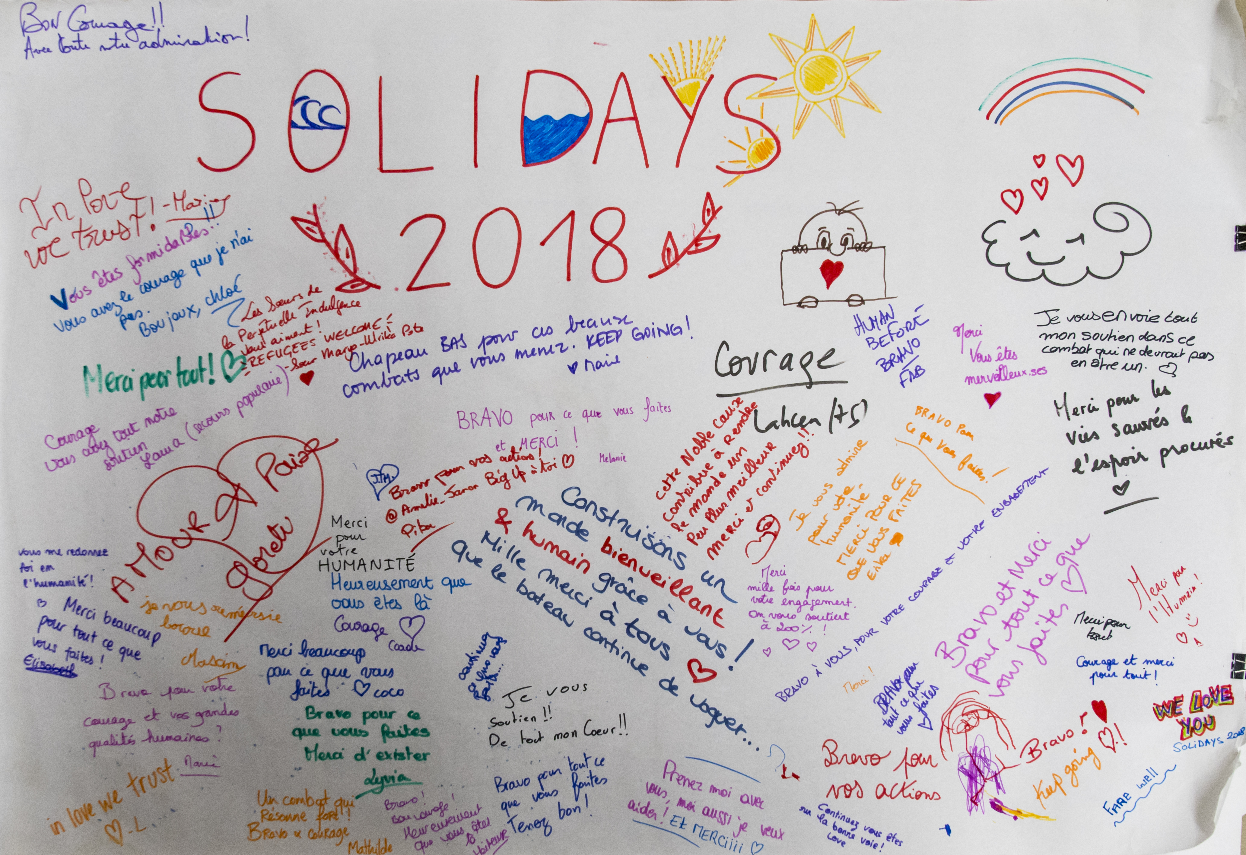 Messages de soutien à l'Aquarius des festivaliers des Solidays 2018