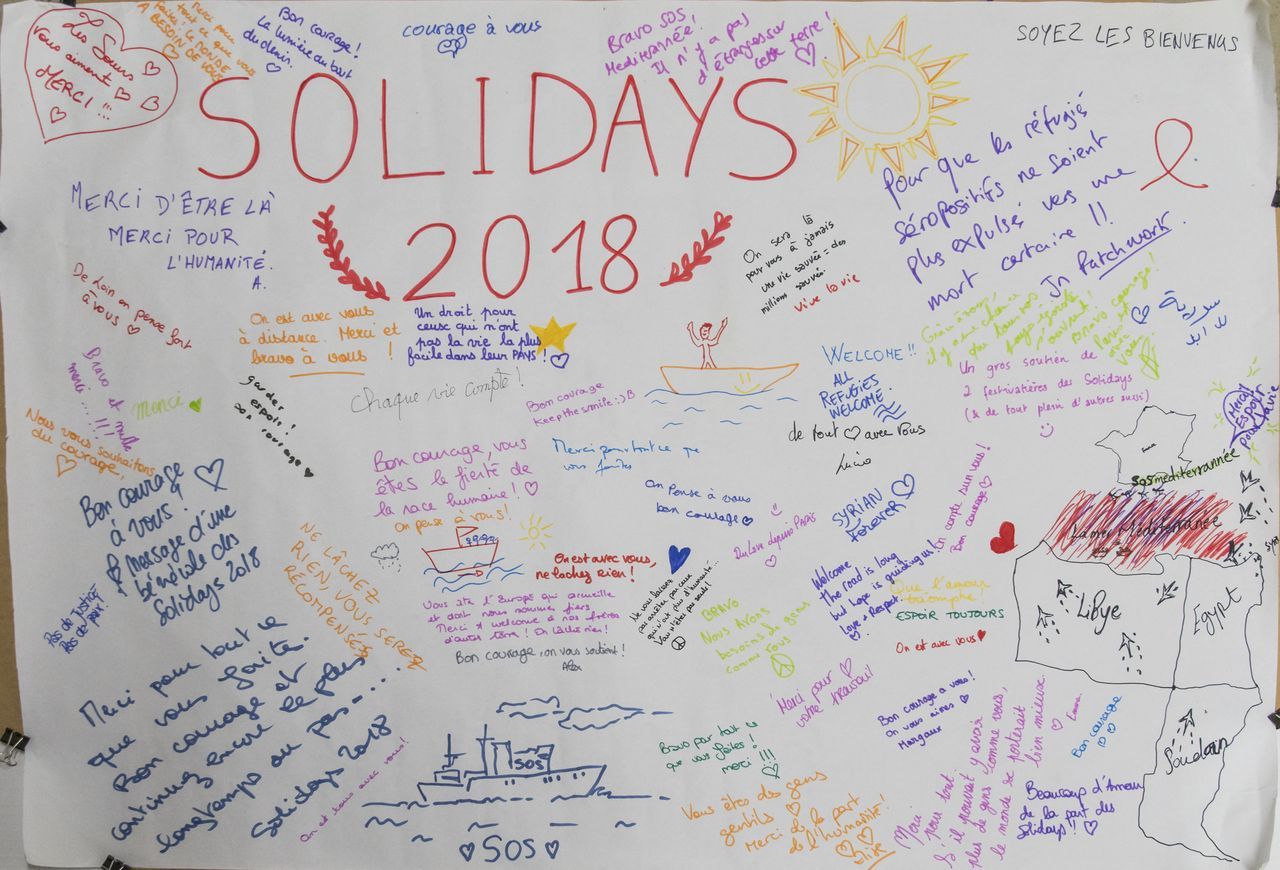 Messages de soutien à l'Aquarius des festivaliers des Solidays 2018  (titre factice)
