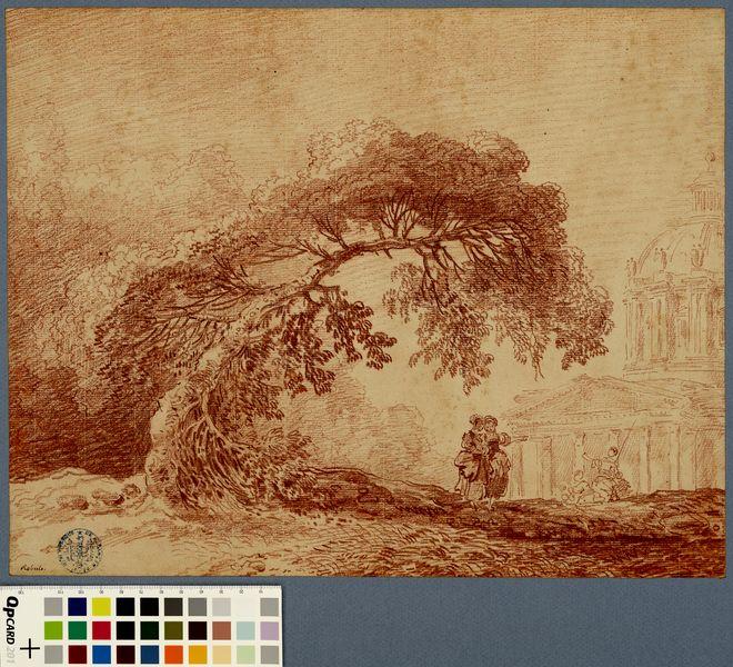 Etude d'arbre avec une coupole d'église en perspective