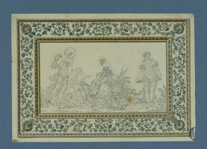 Bordure pour une tapisserie représentant l'enfance de Bacchus