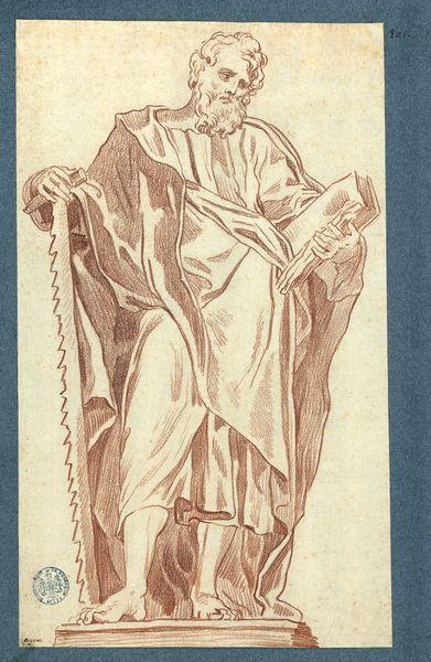 Apôtre dont la main droite est appuyée sur une scie et lisant dans un livre que tient sa main gauche (saint Simon ?)