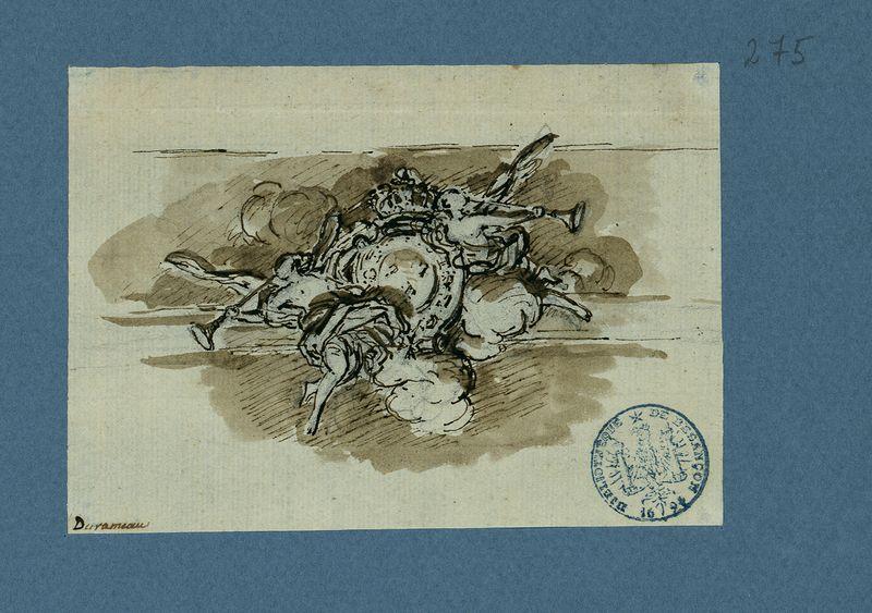 Blason royal avec Renommées