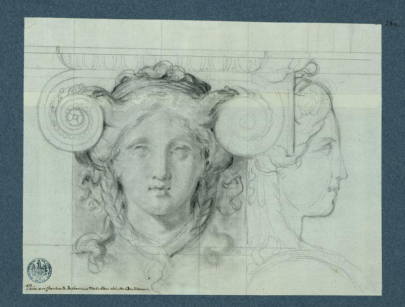 Chambranle de la cheminée en marbre blanc chez M. le duc d'Aumont