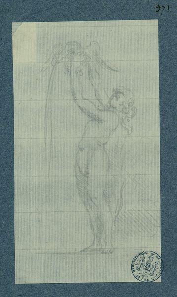 Elément décoratif pour une fontaine : jeune fille tenant un aigle